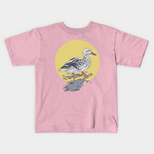 Mallard Kids T-Shirt by theartfulscientist